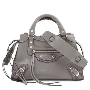 Balenciaga Gray Satchel with Structured Silhouette and Silver Hardware
